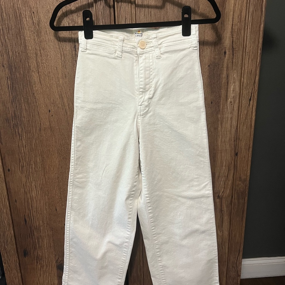 Marine Layer White High-Waisted Chinos